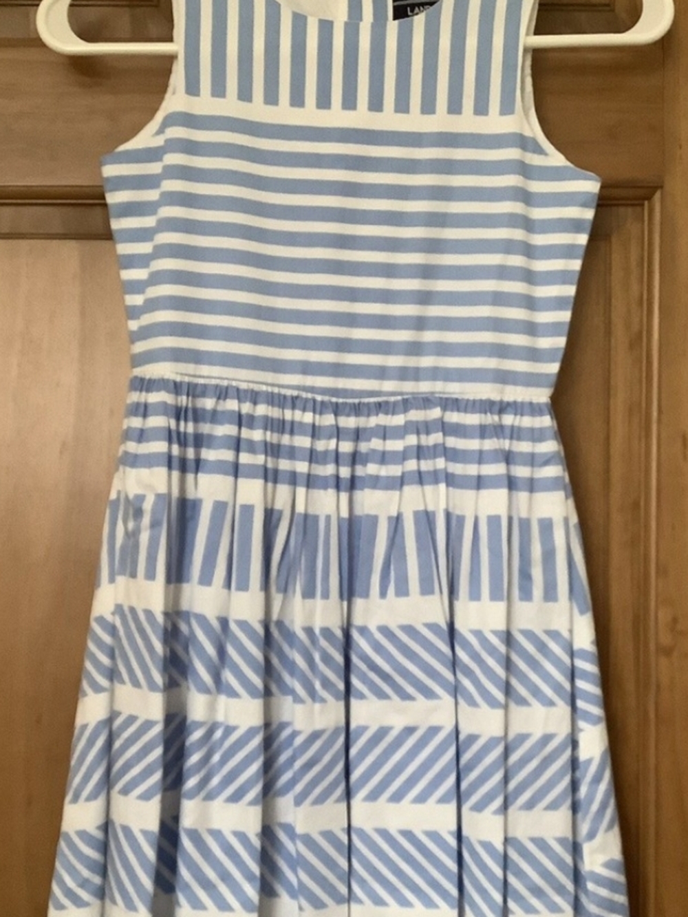 Lands' End Light Blue and White Striped Girls' Sundress